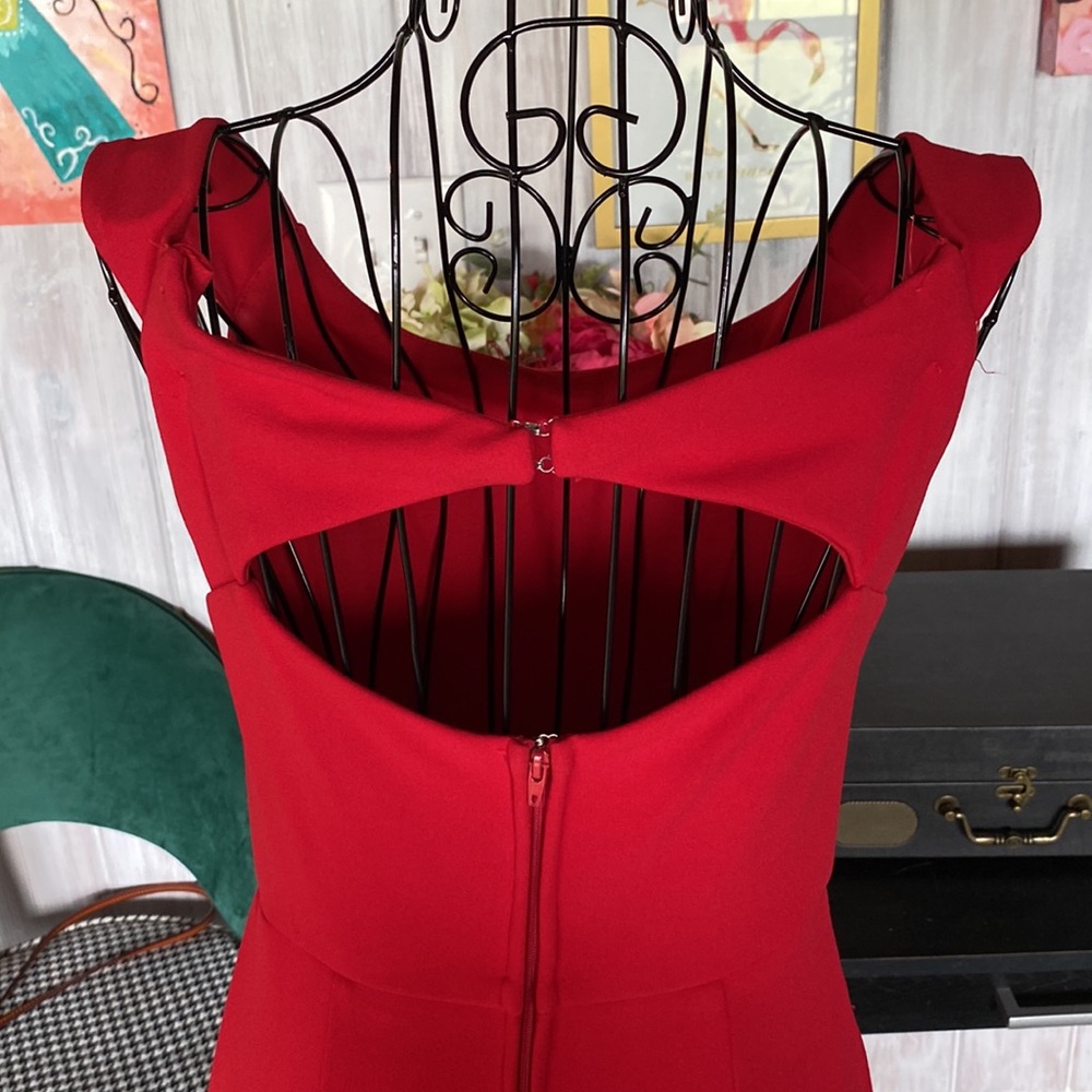 Jade Kristopher red floor length formal dress back cutout homecoming party - Picture 4 of 7